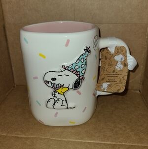 Rae Dunn White Ceramic Peanuts Mug with Black Print